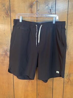 Vuori Black Shorts with White-Striped Drawcords